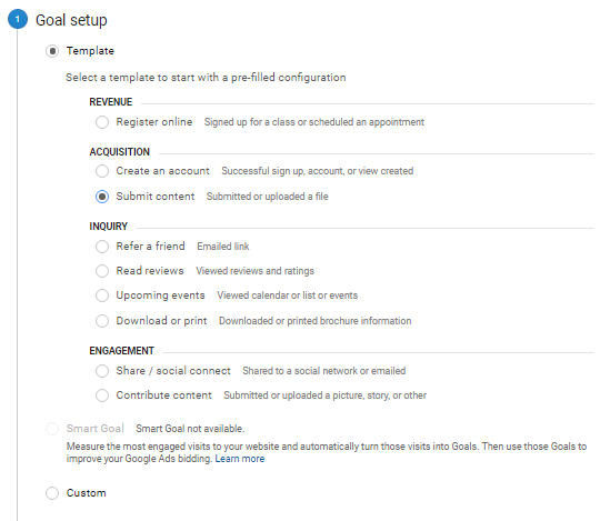 Google Analytics Goal Setup